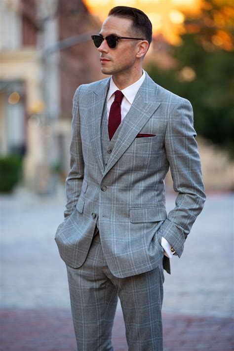 The Grey Plaid Three Piece Suit Grey Suit Combinations Grey Suit Men