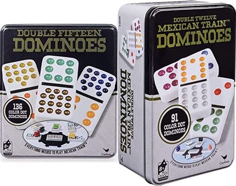 Spin Master Games Double Fifteen Color Dot Dominoes Game In A Tin