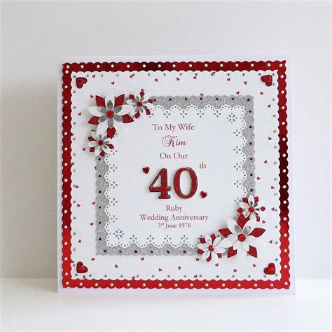 40th Ruby Wedding Anniversary Card Wifehusbandmum Dadnan Grandad Etc