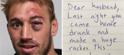 Man Wakes Up With A Black Eye And A Hangover Sees Wifes Note And