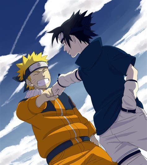 Naruto And Sasuke Fist Bump Naruto Dan Sasuke Naruto Shippuden Anime