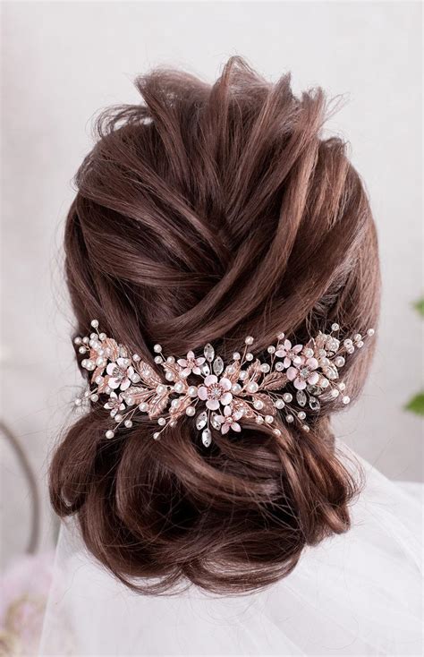 rose gold wedding hair accessories blush bridal hair piece wedding headband crystal hairpiece
