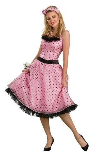 Ladies Polka Dot Prom 1950s Fancy Dress 50s Rock N Roll Womens Costume