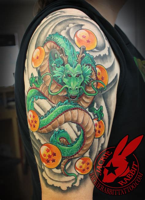 A dragon tattoo against those hard abs is extremely sexy. Dragon Ball Z Dragonball Balls Shenron Realistic 3D Japanese Color Sleeve Tattoo bu Jackie ...
