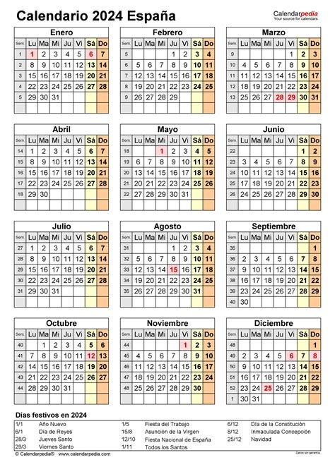 Calendario 2024 En Word Excel Y Pdf Calendarpedia