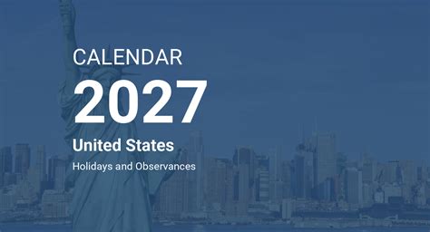 Year 2027 Calendar United States
