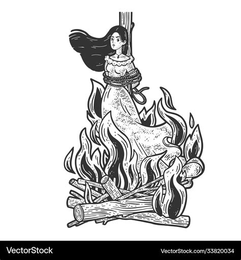 Witch Is Burning In Flames Sketch Royalty Free Vector Image