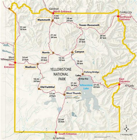 Map Of Yellowstone National Park Entrances Topographic Map World
