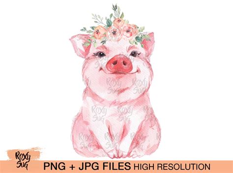 Download Flower Bandana Pig PNG, Pig Flower crown, Sublimation ...