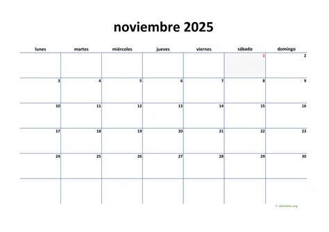 Calendario Noviembre 2025