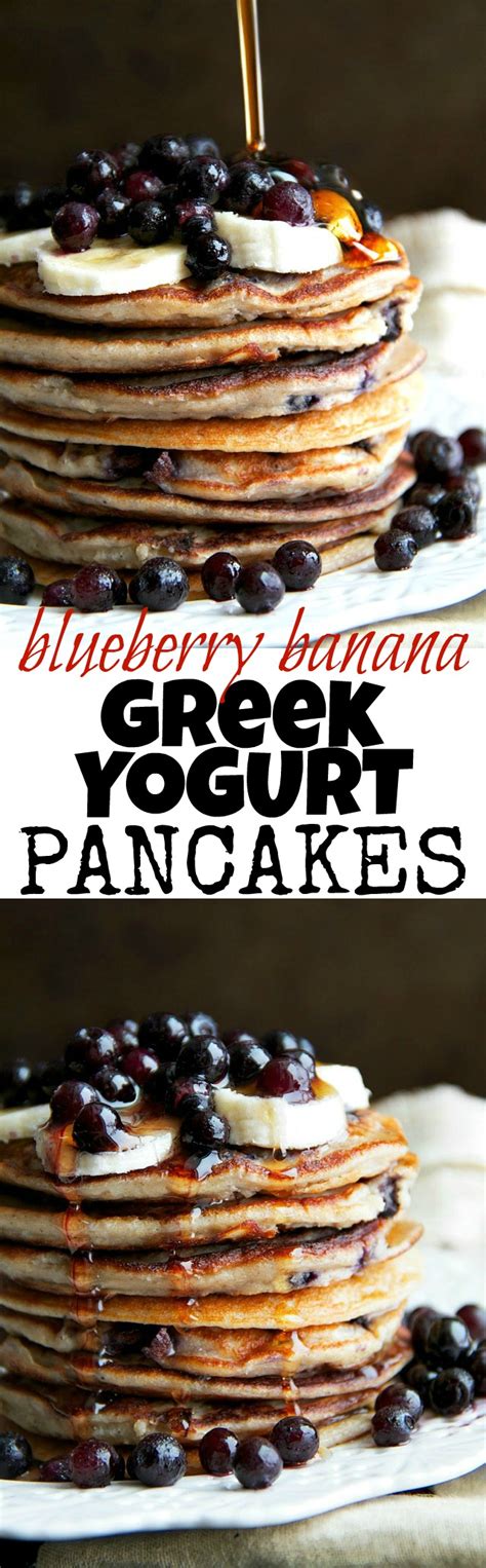 If you make this whole grain greek yogurt pancake recipe, be sure to leave a comment and review on the blog! Blueberry Banana Greek Yogurt Pancakes | running with spoons