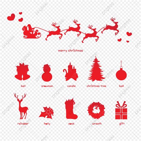 Conjunto De Iconos De Feliz Navidad Silueta Png Dibujos Iconos De