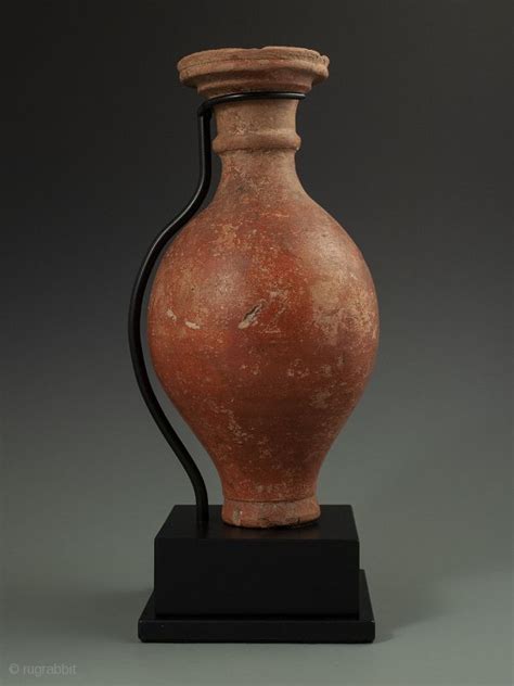 Antique Roman Vase With Stand Red Clay Roman Pottery Vessel With Handle