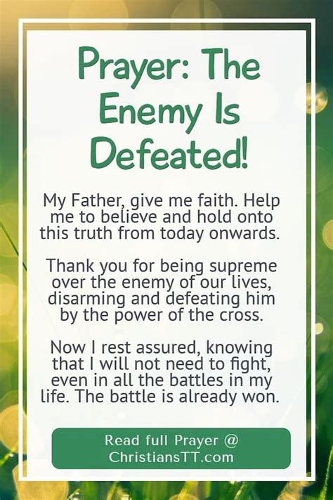 Prayer The Enemy Is Defeated Christianstt Good Night Prayer