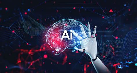 Robot Hand Using Artificial Intelligence Interface Stock Illustration