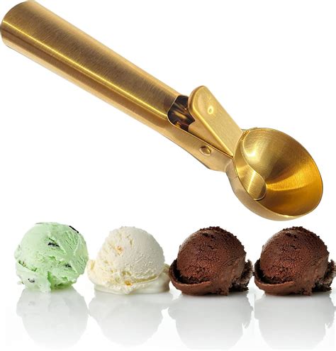 Amazon Com Gold Ice Cream Scoop Large Ice Cream Scoop With Trigger Stainless Steel Ice Cream