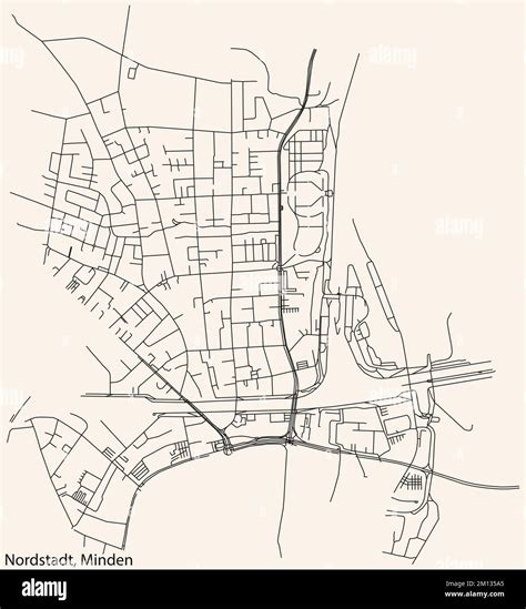 Street Roads Map Of The Nordstadt Quarter Minden Stock Vector Image