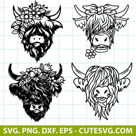 Drawing Illustration Silhouette Files Mandala Highland Cow Svg Zentangle Svg Svg Files For