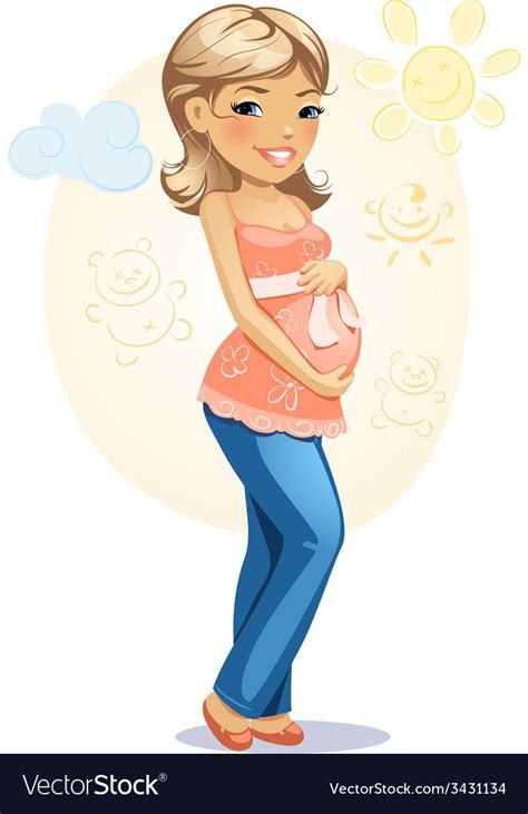 Download Happy pregnant mom vector image on VectorStock | Doodle on ...