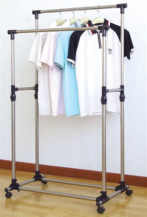 Purchase tough & stylish metal clothes rack on wheels for classic deals and discounts. Double Pole Stainless Steel Multi-Function Clothes Hanger ...