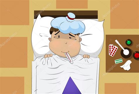Illustration Of Sick Boy Cartoon Premium Vector In Adobe Illustrator Ai