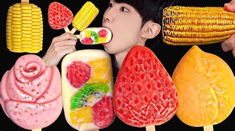 ASMR ICE CREAM RAINBOW FRUITS PARTY 다양한 과일 아이스크림 먹방 DESSERTS JELLY CANDY MUKBANG EATING SOUNDS