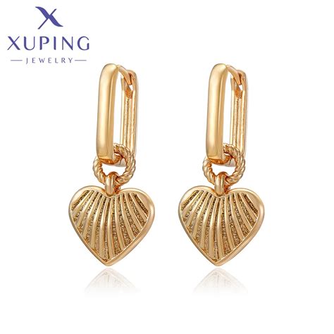 Xuping Jewelry Women Fahsion Elegant Heart Shape Drop Earring Of Gold
