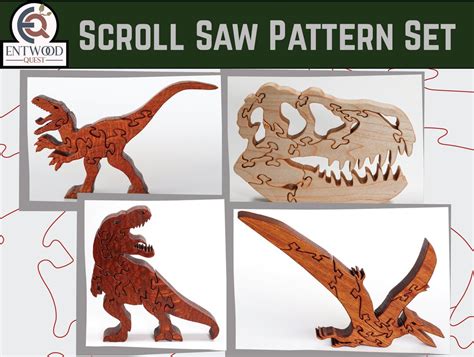 Dinosaur Scroll Saw Puzzle Pattern Set T Rex Skull Etsy