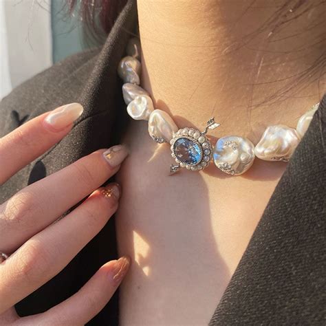 Gemstone Opposite Sex Pearl Necklace