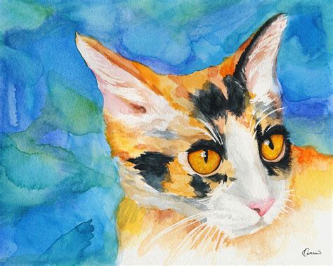 Watercolor Cat 09 Calico Cat Painting By Kathleen Wong Fine Art America