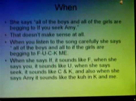 Pierce or thrust at with or as if with a spear; Meaning of the song "If you seek Amy" - YouTube