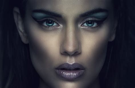 Wallpaper Face Women Monochrome Model Makeup Closeup Blue