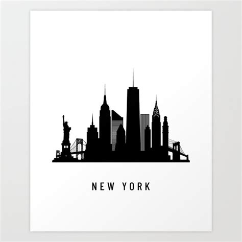 New York City Skyline Art Print By Art Of Travel Society6