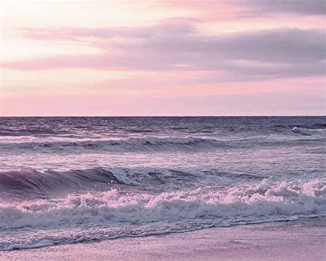 Pink Lavender Sunset Photography Calming Ocean Art Print Coastal Decor Beach