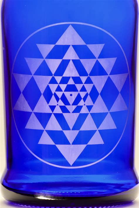 Buy Cobalt Blue Glass Water Bottle Reusable Swing Top 32oz Sri Yantra Symbol Eco Friendly