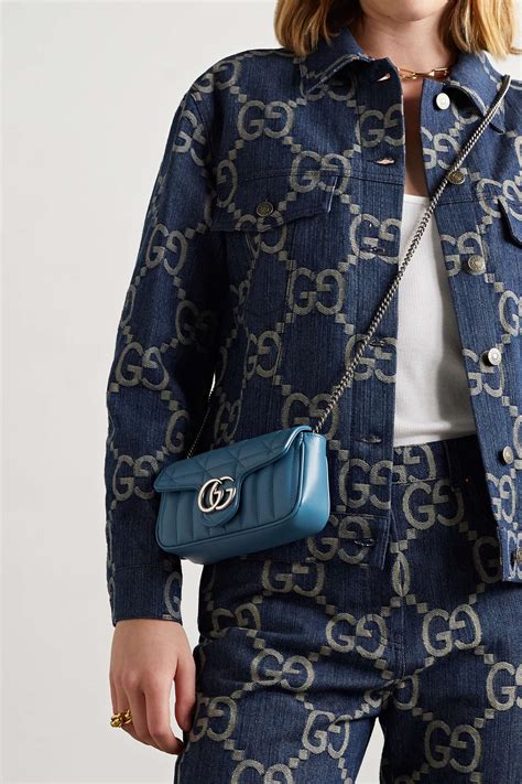 Blue Gg Marmont Super Mini Quilted Leather Shoulder Bag Gucci Net A