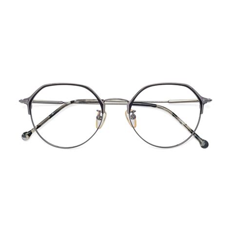 black gunmetal browline titanium geometric eyeglasses 18014 eyeglasses gunmetal glasses