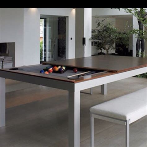 Modern Dining Table With A Hidden Convertible Pool Table Underneath