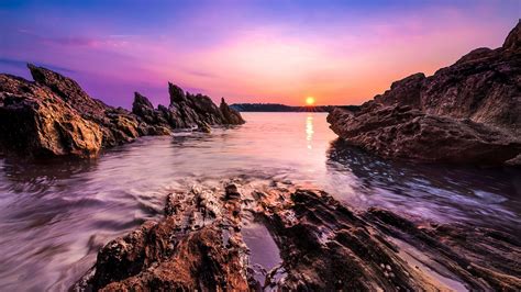 Sunset Beach Seascape Wallpapers Wallpaper Cave