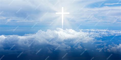 Premium Photo Christian Cross Appears Bright In The Sky Background