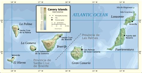 Canary Islands Physical Map Full Size