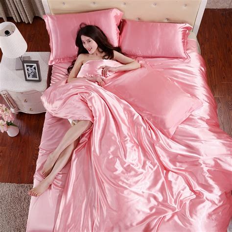 100 Real Silk Bedding Outlet Silk Bedspreads Bed 4pcs Of Pink Silk Full Queen King Size Duvet