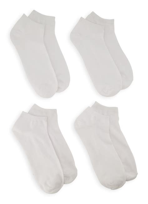 4 pack white ankle socks size 10 13
