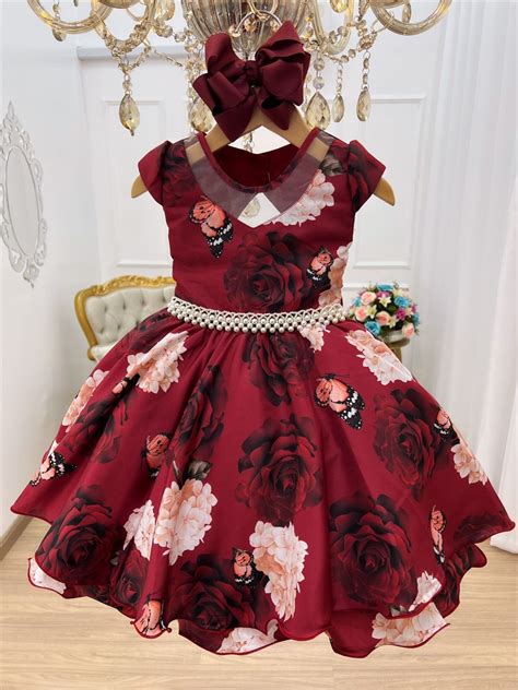 Vestido Infantil Marsala Dama De Honra Anivers Rio Casamento Frete Gr Tis