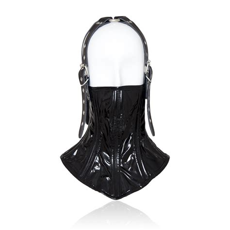 Quality Leather Hood Mask Neck Collar Restraints Head Harness Corset Role Play Ebay