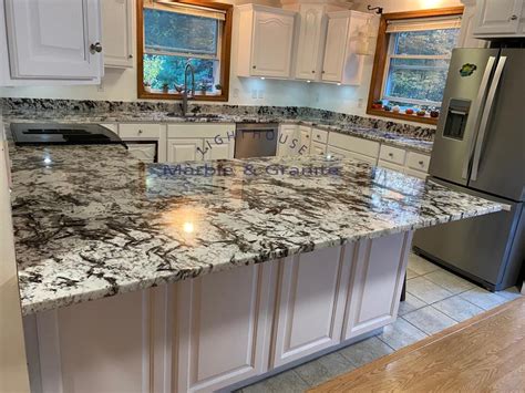 Azurite Granite With White Cabinets Azurite Granite 75 Cabinets