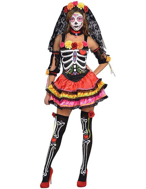 Costume Scheletro Colorato Dia De Los Muertos Donna Costumi Adultie