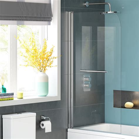 800mm Modern Pivot Bath Shower Glass Screen Reversible Door Panel