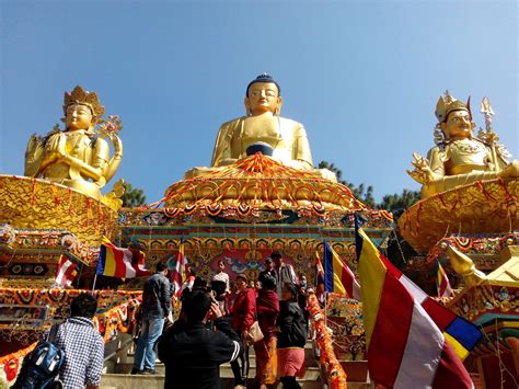 Three Buddha Statues In The Temple In Kathmandu Nepal Image Free