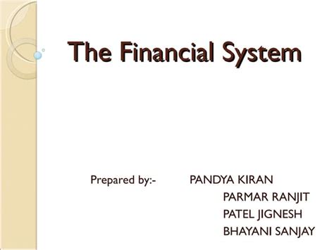 Introduction To Financial System Ppt